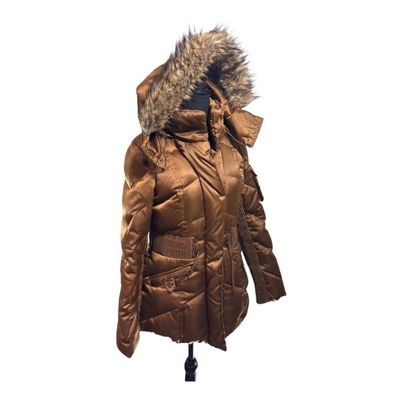 Miss Sixty Down Puffer with Detachable Hood in Copper - Picture 1 of 14